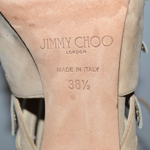 Jimmy Choo Nude Cut Out Gold Metallic Peep Toe Keena 100 Heel Boots EU 38.5 US 8 - Picture 7 of 8